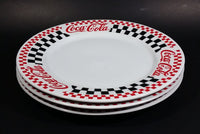 Set of 3 Gibson 2002 Coca-Cola Coke Soda Pop Retro Checkered Ceramic 10 1/2 " Dinner Plates - Treasure Valley Antiques & Collectibles