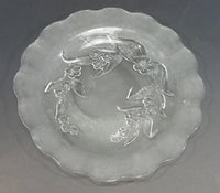 Set of 6 Flower Floral Decor Clear Frosted Embossed Glass 10" Dinner Plates - KIG Indonesia - Treasure Valley Antiques & Collectibles