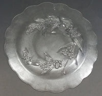 Set of 6 Flower Floral Decor Clear Frosted Embossed Glass 10" Dinner Plates - KIG Indonesia - Treasure Valley Antiques & Collectibles