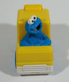 1993 Tyco Jim Henson Productions Sesame Street Blue Cookie Monster Character Yellow School Bus Toy Vehicle