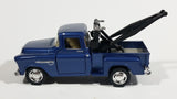 Kinsmart 1955 Chevy Stepside Pickup Tow Truck Blue Friction Pull Back Die Cast Toy Car Vehicle with Opening Doors - Missing the hook and the strings - Treasure Valley Antiques & Collectibles