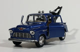 Kinsmart 1955 Chevy Stepside Pickup Tow Truck Blue Friction Pull Back Die Cast Toy Car Vehicle with Opening Doors - Missing the hook and the strings - Treasure Valley Antiques & Collectibles