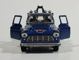 Kinsmart 1955 Chevy Stepside Pickup Tow Truck Blue Friction Pull Back Die Cast Toy Car Vehicle with Opening Doors - Missing the hook and the strings - Treasure Valley Antiques & Collectibles