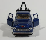 Kinsmart 1955 Chevy Stepside Pickup Tow Truck Blue Friction Pull Back Die Cast Toy Car Vehicle with Opening Doors - Missing the hook and the strings - Treasure Valley Antiques & Collectibles