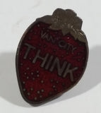 Small Strawberry Shaped Van City Think Enamel Lapel Pin - Treasure Valley Antiques & Collectibles