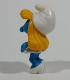 1991 Peyo Kinder Surprise Blonde Smurf in White Dress Cartoon Character 1 3/4" Toy Figure