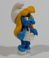 1991 Peyo Kinder Surprise Blonde Smurf in White Dress Cartoon Character 1 3/4" Toy Figure - Treasure Valley Antiques & Collectibles