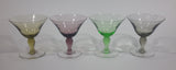 Vintage Set of 4 Colored Iridescent Mixed Color Martini Cocktail Depression Glasses - Treasure Valley Antiques & Collectibles