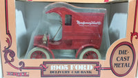 Vintage ERTL Montgomery Ward 1905 Ford Delivery Coin Bank Red 1/25 Scale Pressed Steel Locking with Key and Box - Treasure Valley Antiques & Collectibles