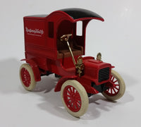 Vintage ERTL Montgomery Ward 1905 Ford Delivery Coin Bank Red 1/25 Scale Pressed Steel Locking with Key and Box - Treasure Valley Antiques & Collectibles