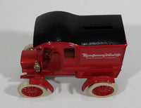 Vintage ERTL Montgomery Ward 1905 Ford Delivery Coin Bank Red 1/25 Scale Pressed Steel Locking with Key and Box - Treasure Valley Antiques & Collectibles