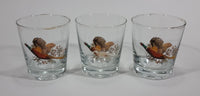 Set of 3 Vintage Libbey Pheasant Hunting Game Bird Gold Rimmed 5" Rocks Glasses - Treasure Valley Antiques & Collectibles