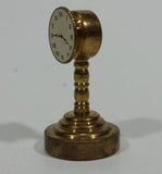 Vintage Collectible Miniature Tiny Little Brass Paper Faced Clock Ornament - Treasure Valley Antiques & Collectibles