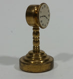Vintage Collectible Miniature Tiny Little Brass Paper Faced Clock Ornament - Treasure Valley Antiques & Collectibles