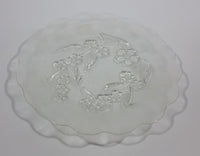 Flower Floral Decor Clear Frosted Embossed Glass 7" Dinner Plate - KIG Indonesia - Treasure Valley Antiques & Collectibles