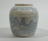 Vintage White and Blue Eastern Style Dragon, Water, Countryside Heavy Ginger Jar Vase - Treasure Valley Antiques & Collectibles
