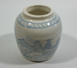 Vintage White and Blue Eastern Style Dragon, Water, Countryside Heavy Ginger Jar Vase - Treasure Valley Antiques & Collectibles