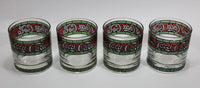 Set of 4 Vintage Collectible Coca-Cola Coke Soda Pop Beverage Red Green Stained Glass Cups - Treasure Valley Antiques & Collectibles