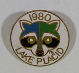 Vintage 1980 Lake Placid Winter Olympic Games Roni The Raccoon Mascot Round Enamel Pin Sports Collectible - Treasure Valley Antiques & Collectibles