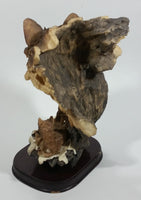 Meerchi MRH Wolf Wolves Pups Resin Sculpture on a Wooden Base - 10 1/4" Tall - Treasure Valley Antiques & Collectibles