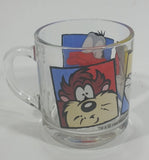 1994 Warner Bros. Looney Tunes Bugs Bunny Daffy Duck Tazmanian Devil Clear Glass Drinking Cup with Handle - Treasure Valley Antiques & Collectibles