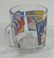 1994 Warner Bros. Looney Tunes Bugs Bunny Daffy Duck Tazmanian Devil Clear Glass Drinking Cup with Handle - Treasure Valley Antiques & Collectibles