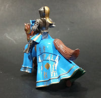 1997 Britains Die Cast Jousting Medieval Knight on Blue Draped Brown Horse Figure - Jousting stick broken off - Treasure Valley Antiques & Collectibles