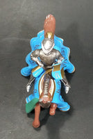 1997 Britains Die Cast Jousting Medieval Knight on Blue Draped Brown Horse Figure - Jousting stick broken off - Treasure Valley Antiques & Collectibles