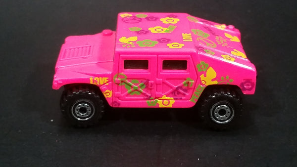 1996 Hot Wheels Mod Bod Humvee Bright Pink Peace Love Die Cast Toy SUV Car Vehicle - Treasure Valley Antiques & Collectibles