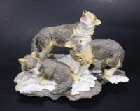 Wolf Pack of 3 Wolves on Snow Covered Rocks Decorative Resin Sculpture Figurine Made in China - Treasure Valley Antiques & Collectibles