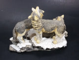 Wolf Pack of 3 Wolves on Snow Covered Rocks Decorative Resin Sculpture Figurine Made in China - Treasure Valley Antiques & Collectibles