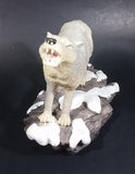 Wolf Howling On Snow Covered Rocks Heavy Resin Sculpture - 7" Tall - Treasure Valley Antiques & Collectibles