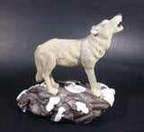 Wolf Howling On Snow Covered Rocks Heavy Resin Sculpture - 7" Tall - Treasure Valley Antiques & Collectibles