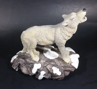 Wolf Howling On Snow Covered Rocks Heavy Resin Sculpture - 7" Tall - Treasure Valley Antiques & Collectibles
