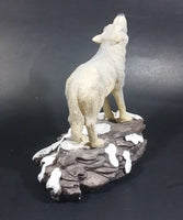 Wolf Howling On Snow Covered Rocks Heavy Resin Sculpture - 7" Tall - Treasure Valley Antiques & Collectibles