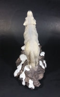 Wolf Howling On Snow Covered Rocks Heavy Resin Sculpture - 7" Tall - Treasure Valley Antiques & Collectibles