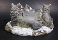 Wolf Pack Wolves Family with Pups Round Center Based Resin Decorative Candle Holder Wildlife Collectible - Treasure Valley Antiques & Collectibles