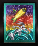 Vintage Looney Tunes Bugs Bunny and Marvin The Martian in Space Magic Effects Framed Art Print Picture Cartoon Character Collectible