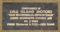 1950s Lulu Island Motors Standard Oil Chevron Dealer Gas Station Moose Painting Metal Coaster Ash Tray Promotional Gift - Treasure Valley Antiques & Collectibles