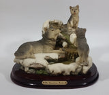 1987 Crosa The Canadian Rockies Wolf Pups Wolves Sitting and Playing Near Frozen Water Falls on Snow Covered Rocks Resin Sculpture Wildlife Collectible - Treasure Valley Antiques & Collectibles