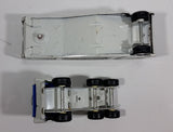 Vintage Tonka Semi Tractor Trailer Truck Auto Hauler Transport Rig White and Blue Pressed Steel Toy Car Vehicle