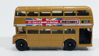 2008 Matchbox City Action Double Decker Bus Gold Die Cast Toy Car Public Transit Vehicle - Treasure Valley Antiques & Collectibles