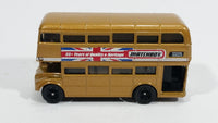 2008 Matchbox City Action Double Decker Bus Gold Die Cast Toy Car Public Transit Vehicle - Treasure Valley Antiques & Collectibles