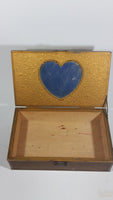 Antique Mother's Day Poem Glass Top Metal Edged Wooden Hinged Jewelry Box with Heart Shaped Mirror Inside - Treasure Valley Antiques & Collectibles