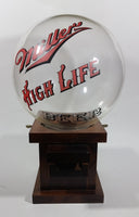 Vintage Miller High Life Beer Glass Globe Wooden Based Peanut Nut Dispenser Bar Collectible - Treasure Valley Antiques & Collectibles