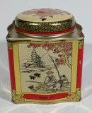 Chung Nam Tea Co. Ltd. Chinese Tea Pu Li Tea Red and Gold Scenic Butterfly Metal Tin Container - Treasure Valley Antiques & Collectibles