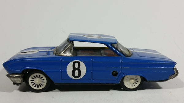 Vintage Classic Blue Muscle Car #8 Wind Up Tin Toy Car Vehicle - Working - Treasure Valley Antiques & Collectibles