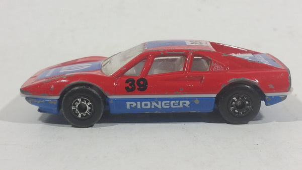 Vintage 1985-88 Matchbox No. 70 Ferrari 308 GTB Pioneer 39 Red Blue Die Cast Toy Race Car Vehicle