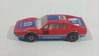 Vintage 1985-88 Matchbox No. 70 Ferrari 308 GTB Pioneer 39 Red Blue Die Cast Toy Race Car Vehicle