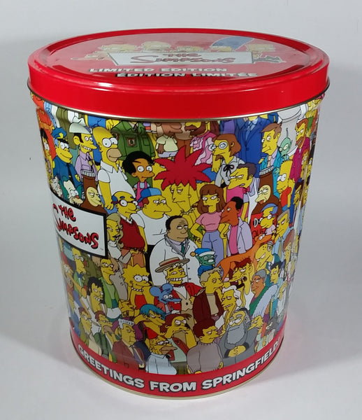 2003 The Simpsons Limited Edition Doritos Nacho Chips Large Round Tin Metal Canister Television Cartoon Collectible